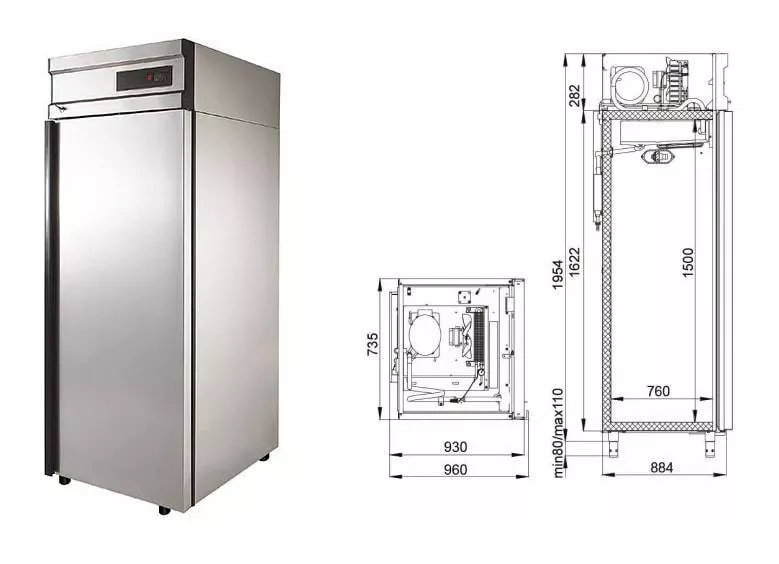 Обзор холодильного шкафа с металлической дверью Polair CB107-S