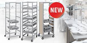 Мобильные тележки для корзин посудомоечных машин и гастроемкостей