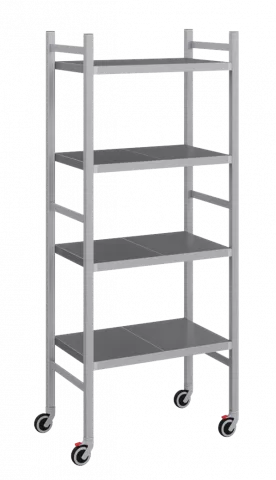 Мобильный стеллаж-тележка LOAD.ME.MOBILE INOX, 4 яруса, Г500, В1850