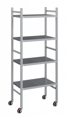 Мобильный стеллаж-тележка LOAD.ME.MOBILE INOX, 4 яруса, Г500, В1850
